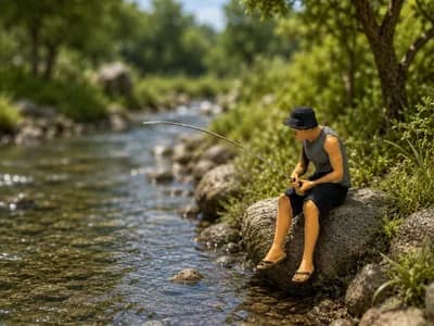 Miniture toy Figure Sugeng mancing pinggir kali skala 1-64 diorama diecast