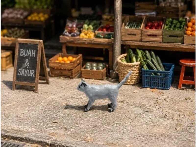Miniature toy Figure kucing si manis skala 1/64 diorama