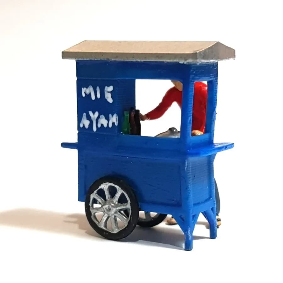 Figure Mamang gerobak jualan mie ayam skala 1/64 diorama thumbnail 2