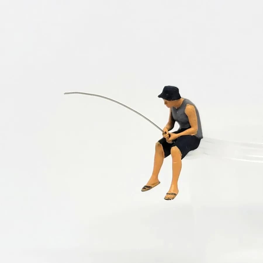 Miniature toy Figure Sugeng mancing pinggir kali skala 1-64 diorama diecast thumbnail 2