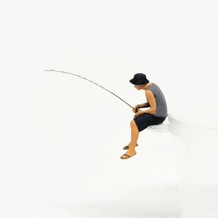 Miniature toy Figure Sugeng mancing pinggir kali skala 1-64 diorama diecast thumbnail 6