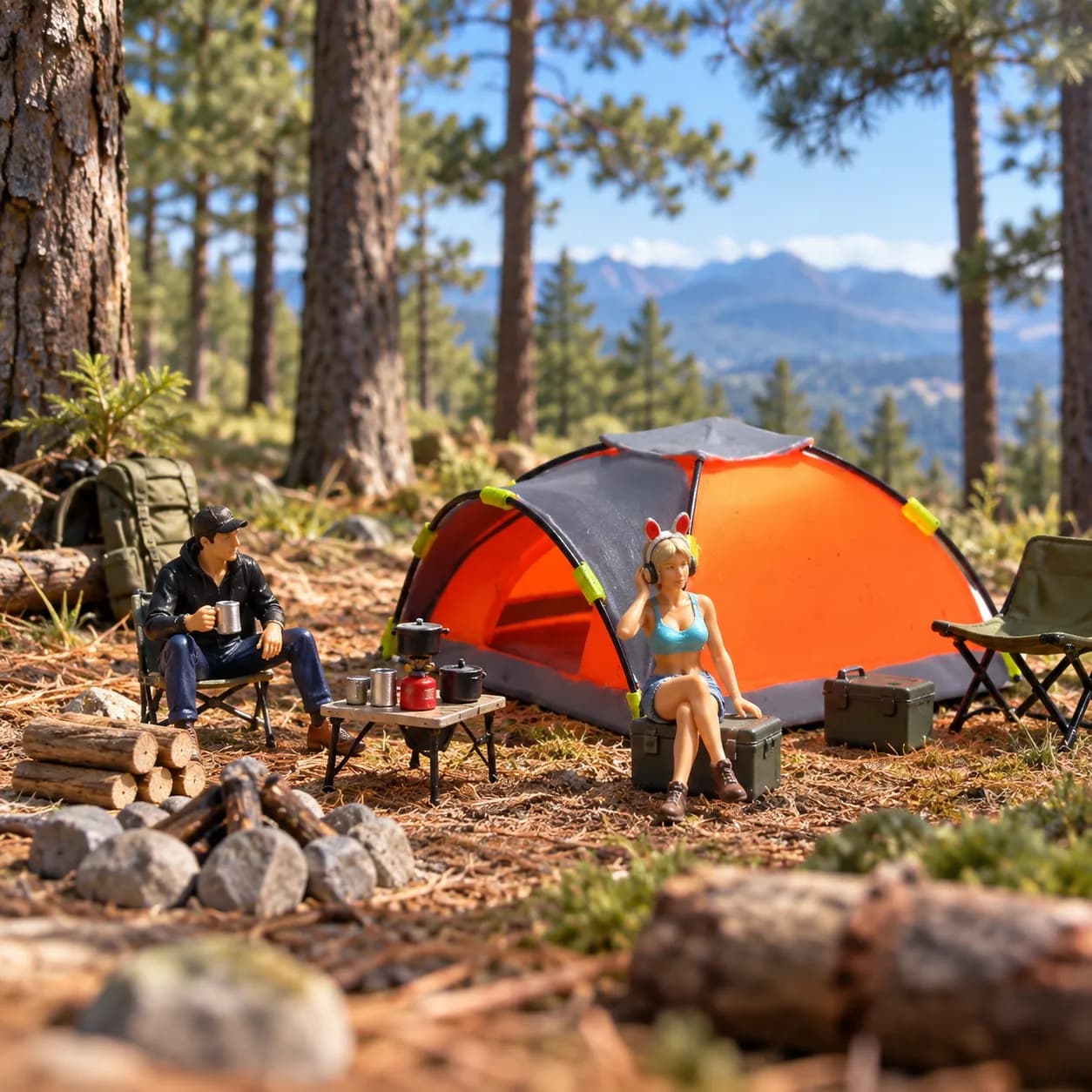 Miniature Toys Tenda dome camping custom skala 1/64 diorama