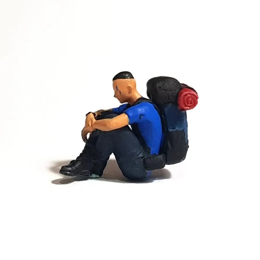 Miniature Toys Figure Aryo duduk camping skala 1/64 diorama miniature thumbnail 4