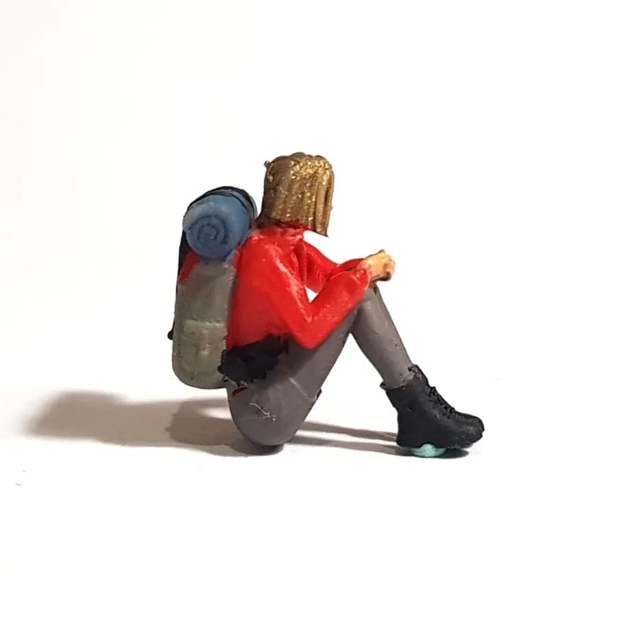 Miniature toy Figure Wulan camping duduk skala 1-64 diorama thumbnail 3