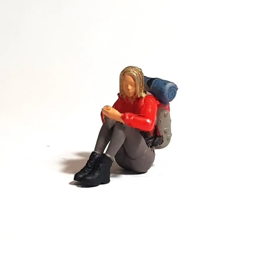 Miniature toy Figure Wulan camping duduk skala 1-64 diorama thumbnail 2
