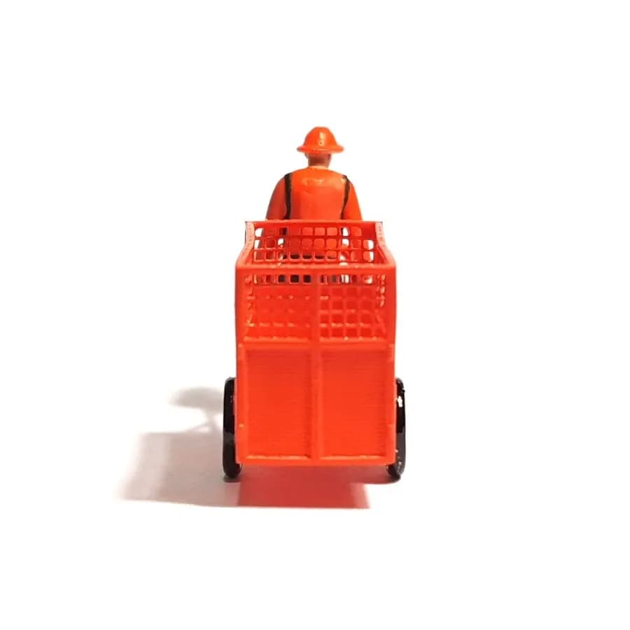 Miniature toy Figure Pasukan oren dan gerobak sampah skala 1/64 diorama diecast thumbnail 6
