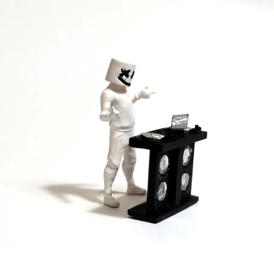 Figure DJ Marshmello dan meja skala 1/64 diorama miniature thumbnail 5
