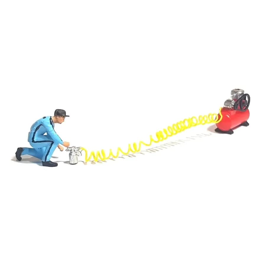 Kompressor dan spray gun skala 1/64 diorama diecast thumbnail 2