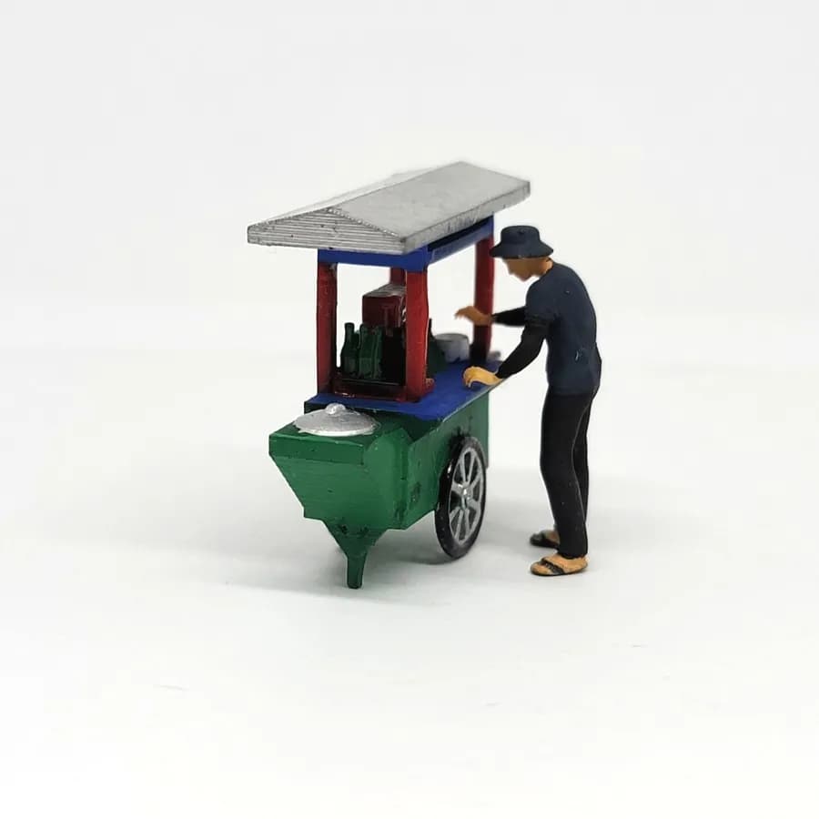 Figure Mamang gerobak ketoprak skala 1-64 diorama miniature thumbnail 3