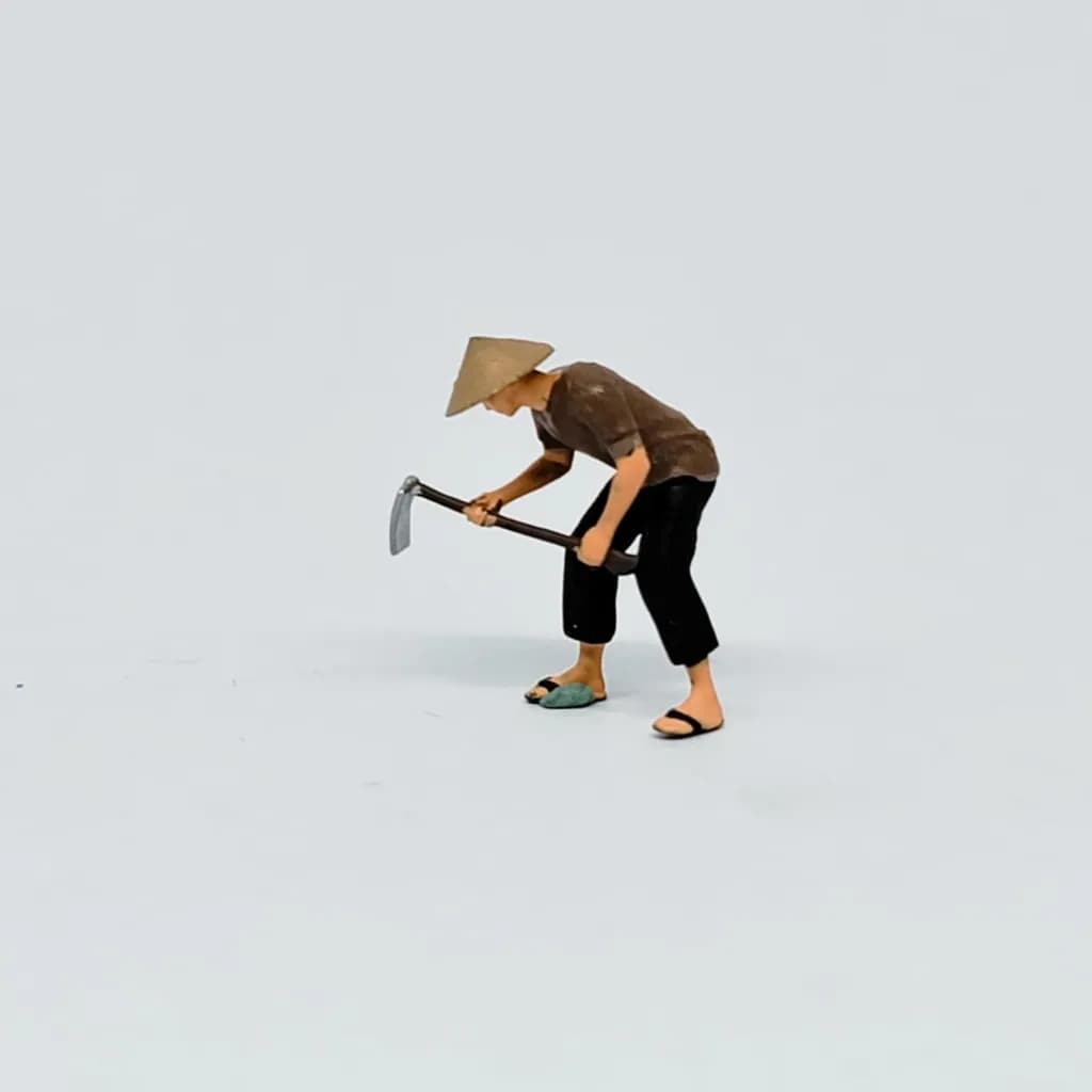 Miniature figure kerbau, anak gembala dan paman cangkul skala 1/64 diorama diecast thumbnail 3