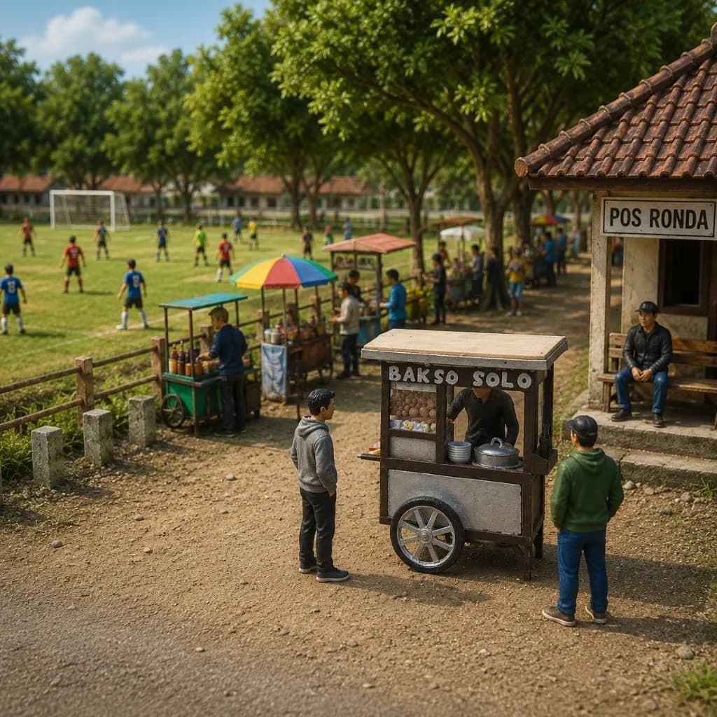Miniatur toys Figure Mamang gerobak jualan bakso skala 1/64 diorama