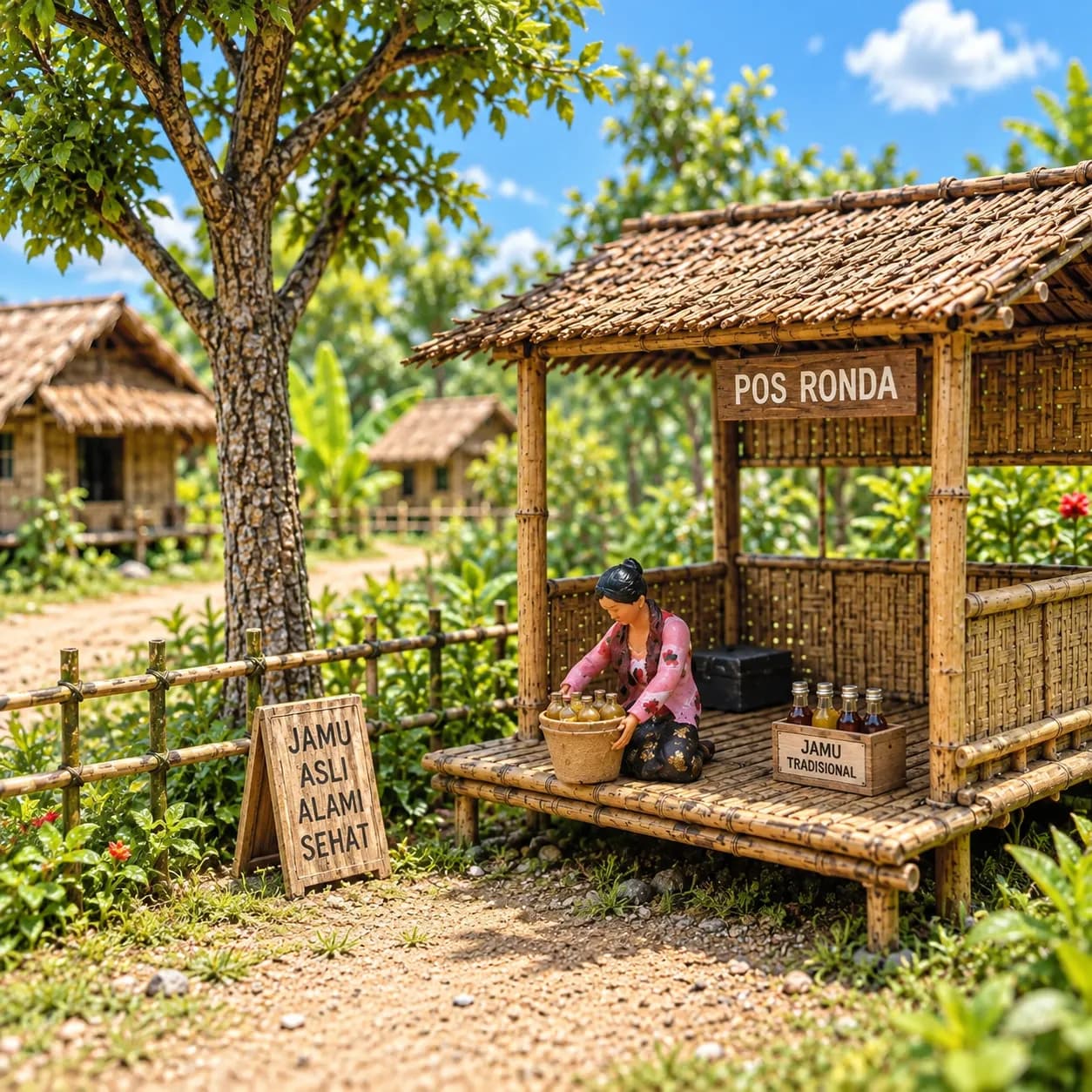 Miniature toy figure Mbok Jamu duduk skala 1/64 diorama diecast
