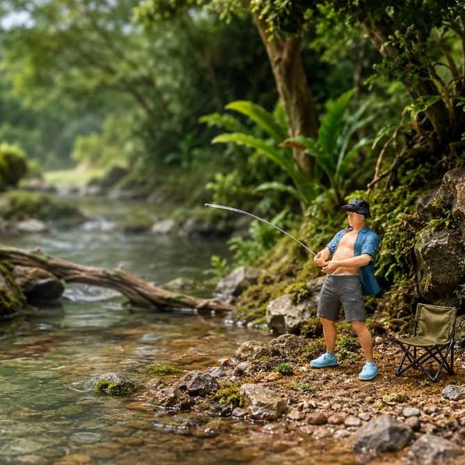 Miniature toy figure Bahar mancing skala 1/64 diorama image 1