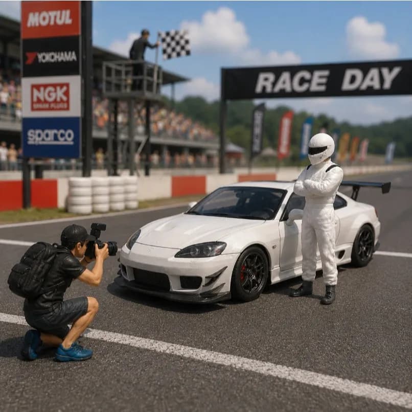 Miniature toy figure The Stig race driver skala 1/64 diorama diecast