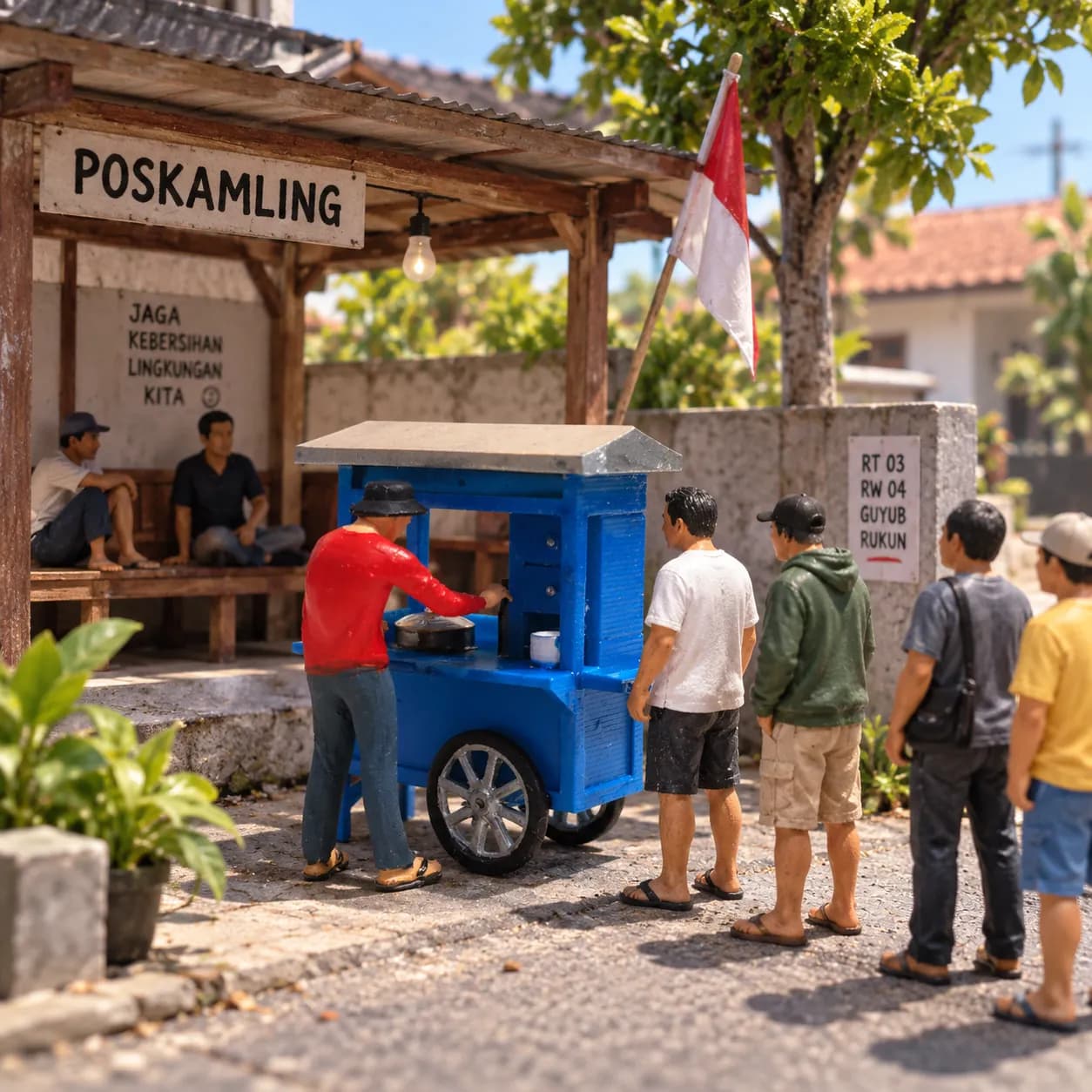 Figure Mamang gerobak jualan mie ayam skala 1/64 diorama