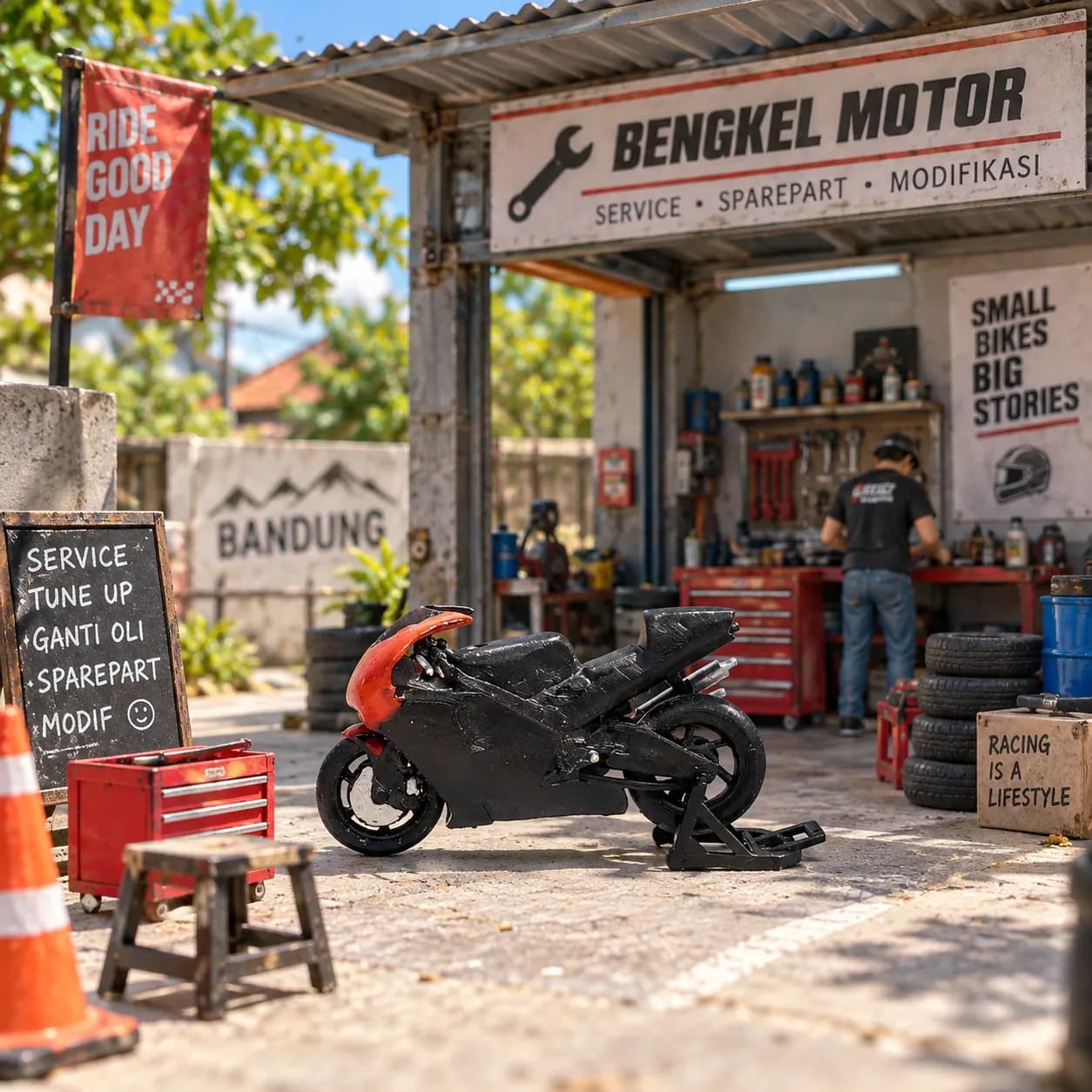 Miniature motor NSR 500cc skala 1/64 diorama diecast
