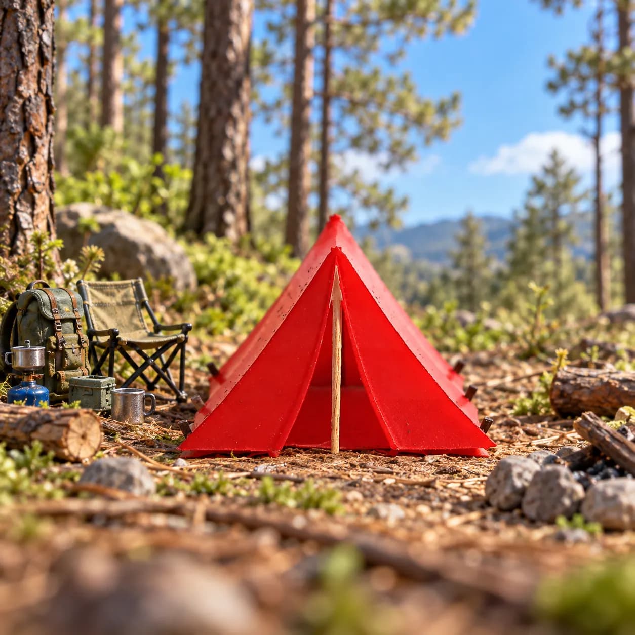 Miniature toy Tenda pramuka camping skala 1/64 diorama