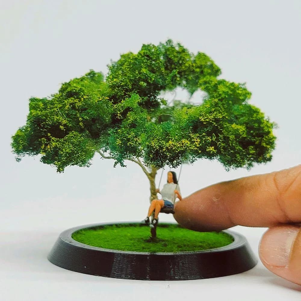 Figure Ulva main ayunan bonsai skala 1/64 diorama miniatur toy image 1