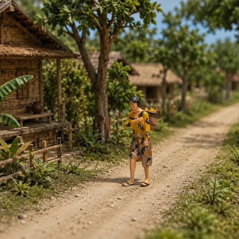 Miniature toy figure Mbok Jamu jalan skala 1-64 diorama