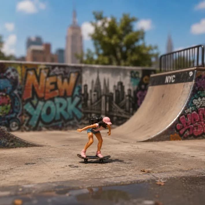 Miniature toy Figure Anika skateboard girl skala 1-64 diorama