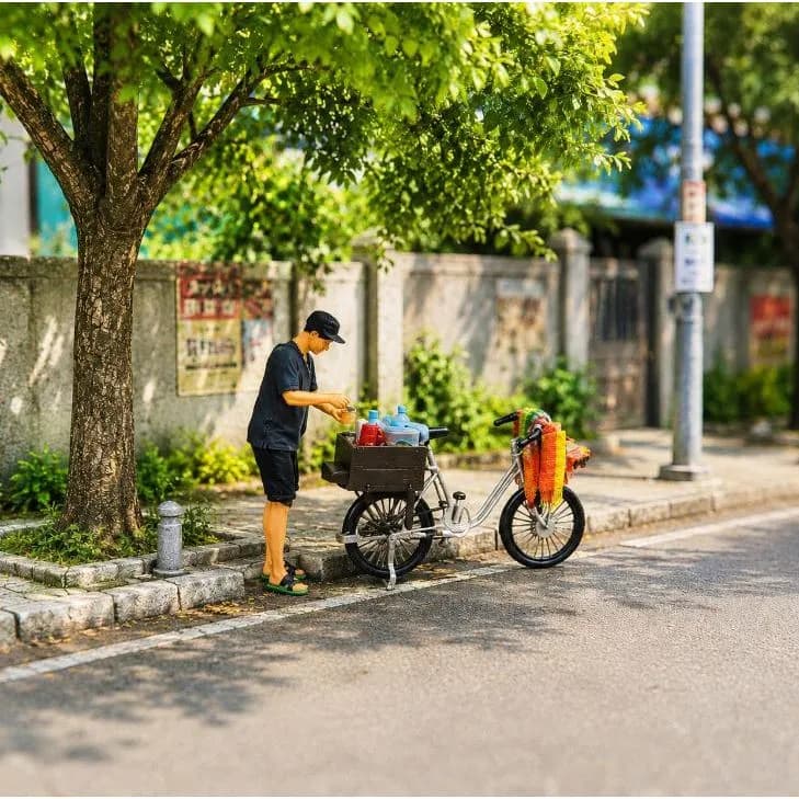 Miniature Toys Figure mang Takim kopi keliling sepeda starling skala 164 miniature diorama image 1