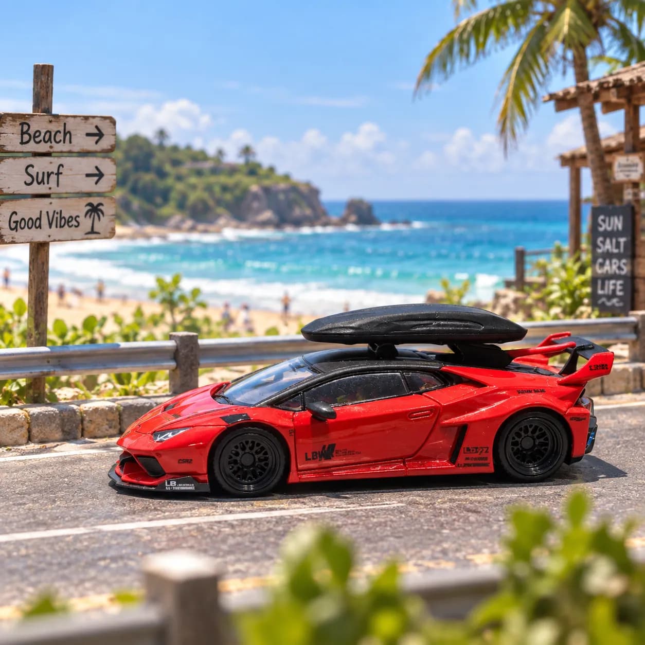 Roofbox sport car lamborghini skala 1/64 diorama miniature image 1