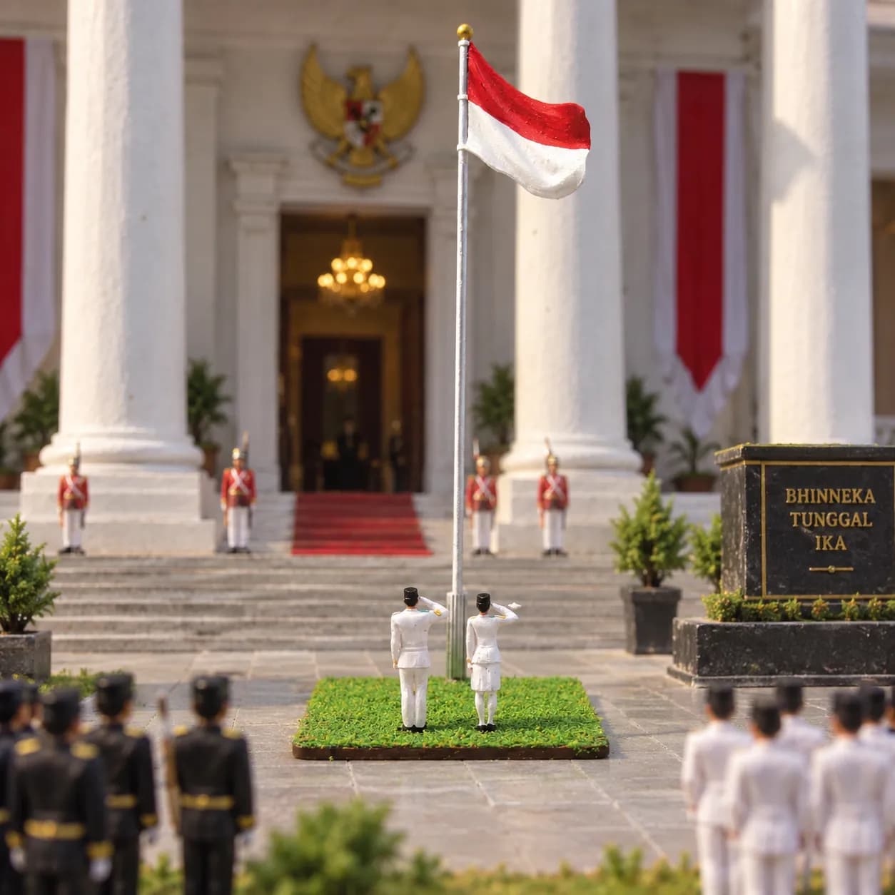 Figure Paskibra Bendera merah putih skala 1-64 miniature toy