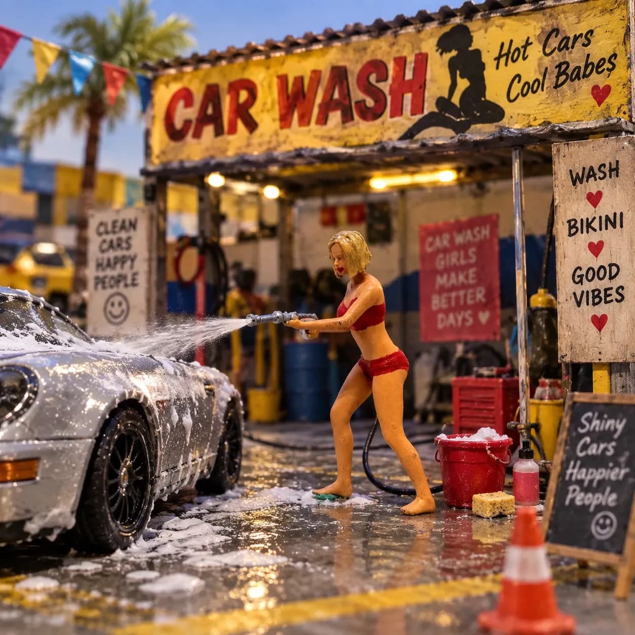 Miniature toy Figure Sky carwash girl skala 1/64 diorama